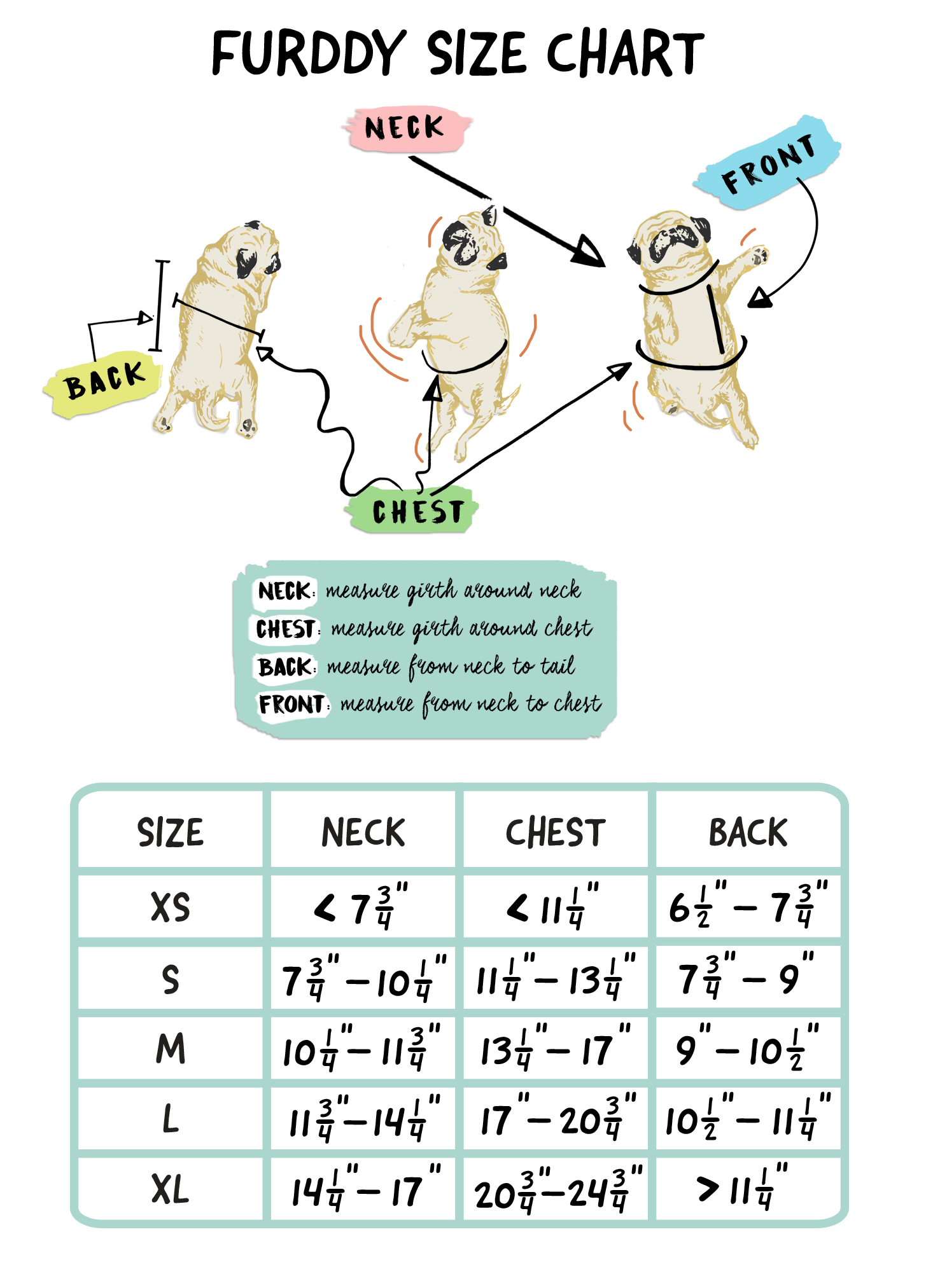 furddy size chart